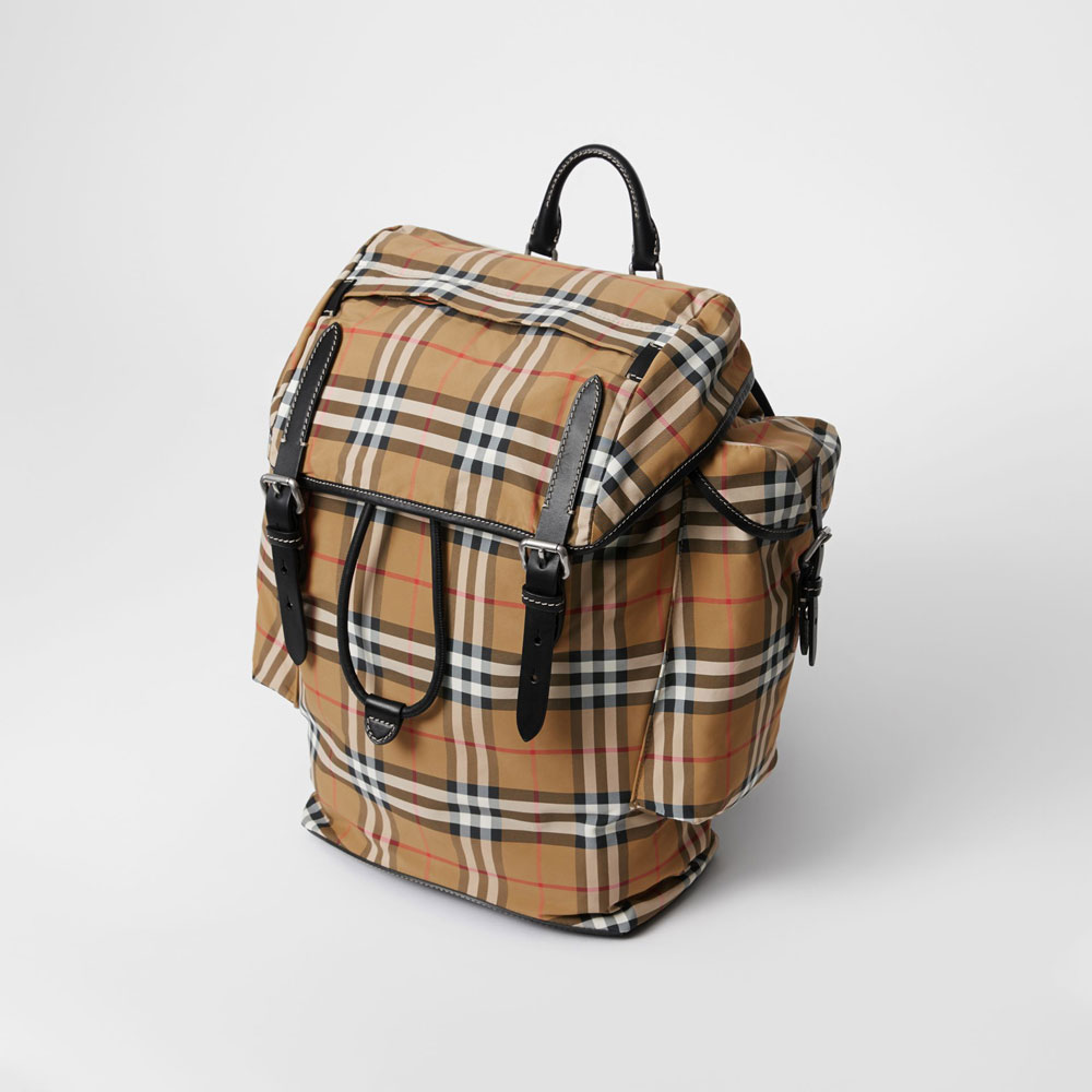 Burberry Vintage Check and Leather Backpack in Antique Yellow 80055161: Image 3