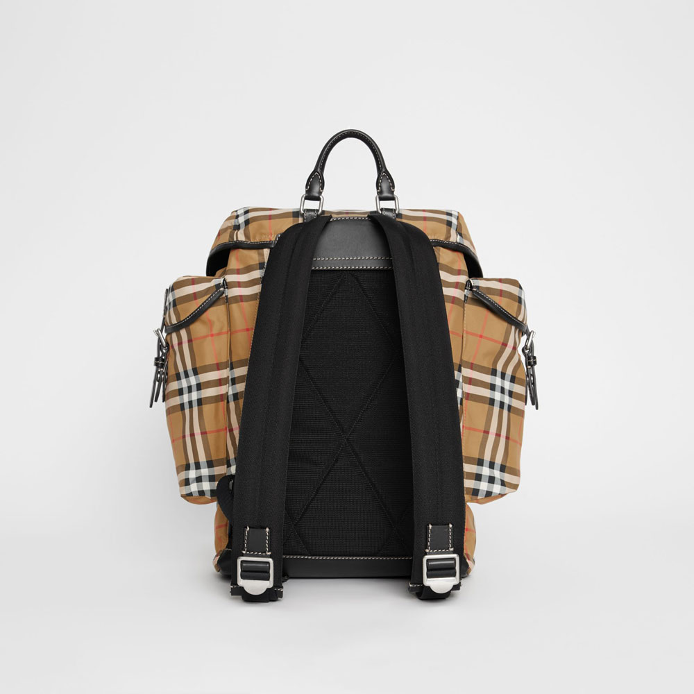 Burberry Vintage Check and Leather Backpack in Antique Yellow 80055161: Image 4