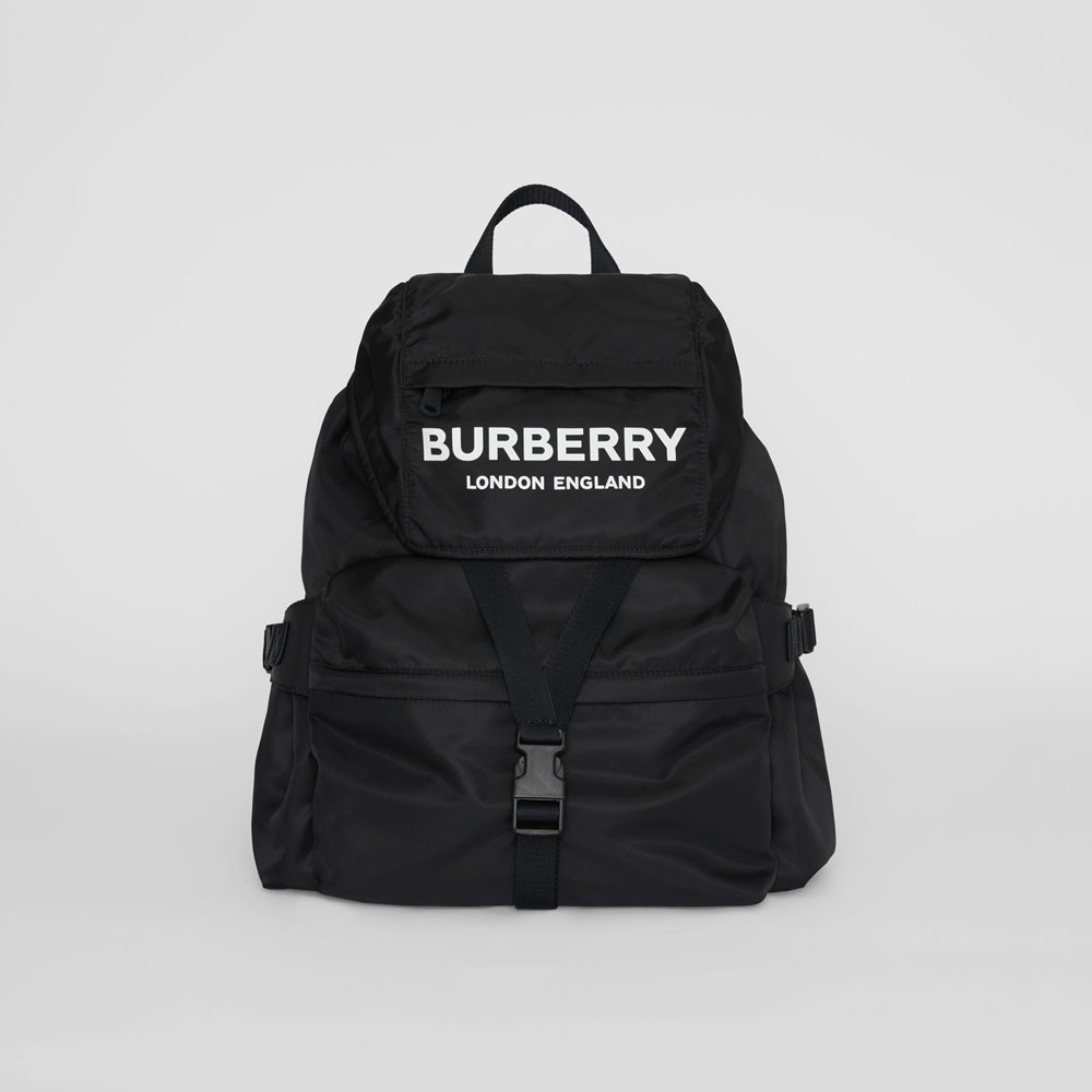 Burberry Logo Print Nylon Backpack in Black 80106081: Image 1