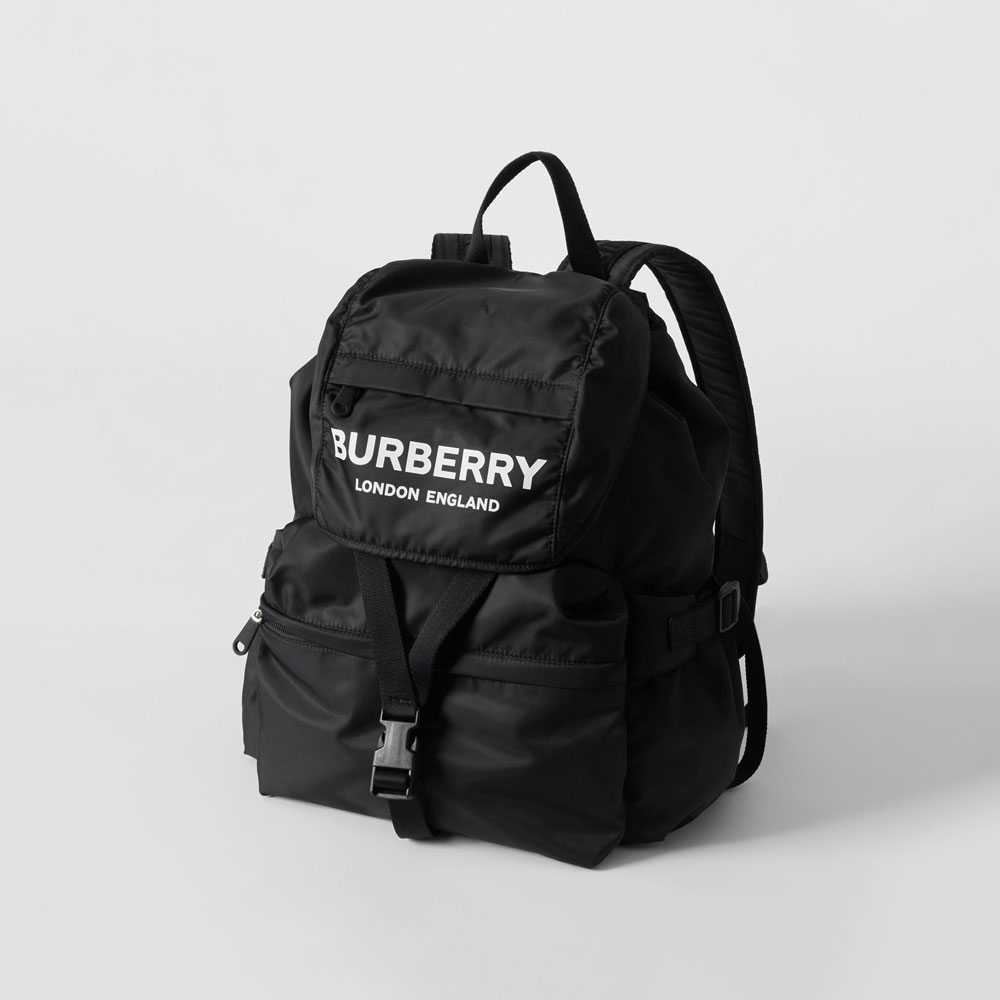 Burberry Logo Print Nylon Backpack in Black 80106081: Image 2