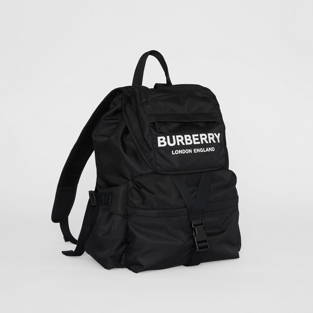 Burberry Logo Print Nylon Backpack in Black 80106081: Image 3