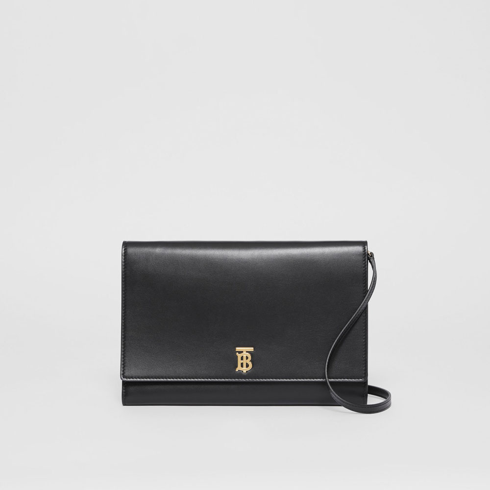 Burberry Monogram Motif Leather Bag with Detachable Strap in Black 80114671: Image 1