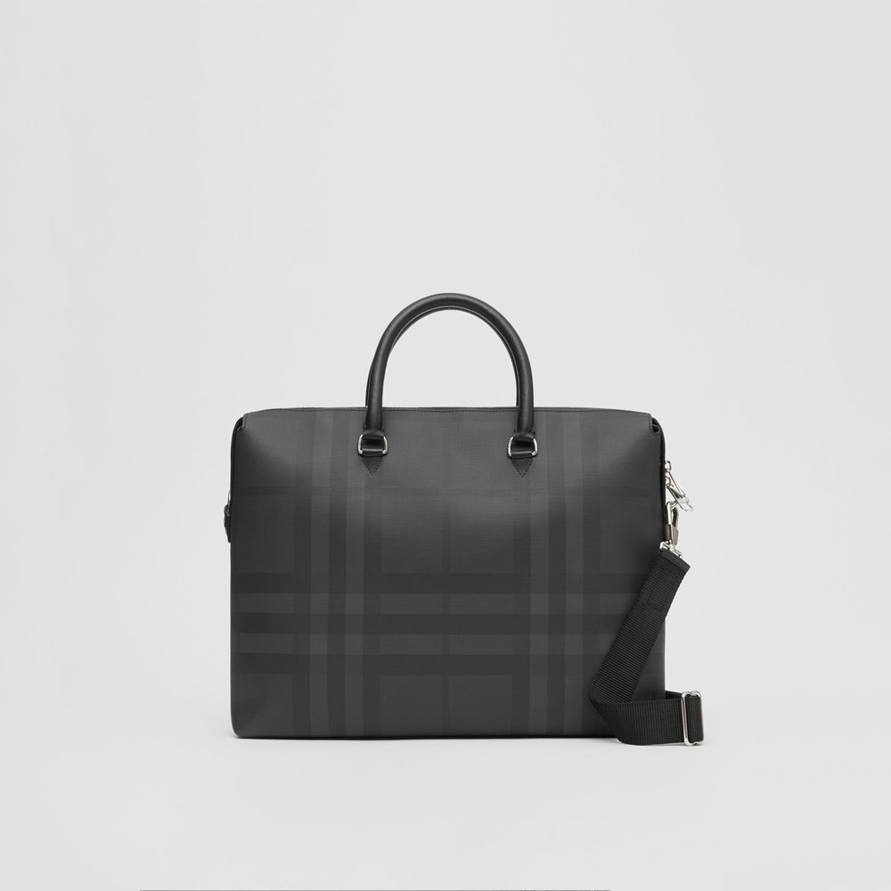 Burberry Large London Check and Leather Briefcase in Charcoal 80139861: Image 1