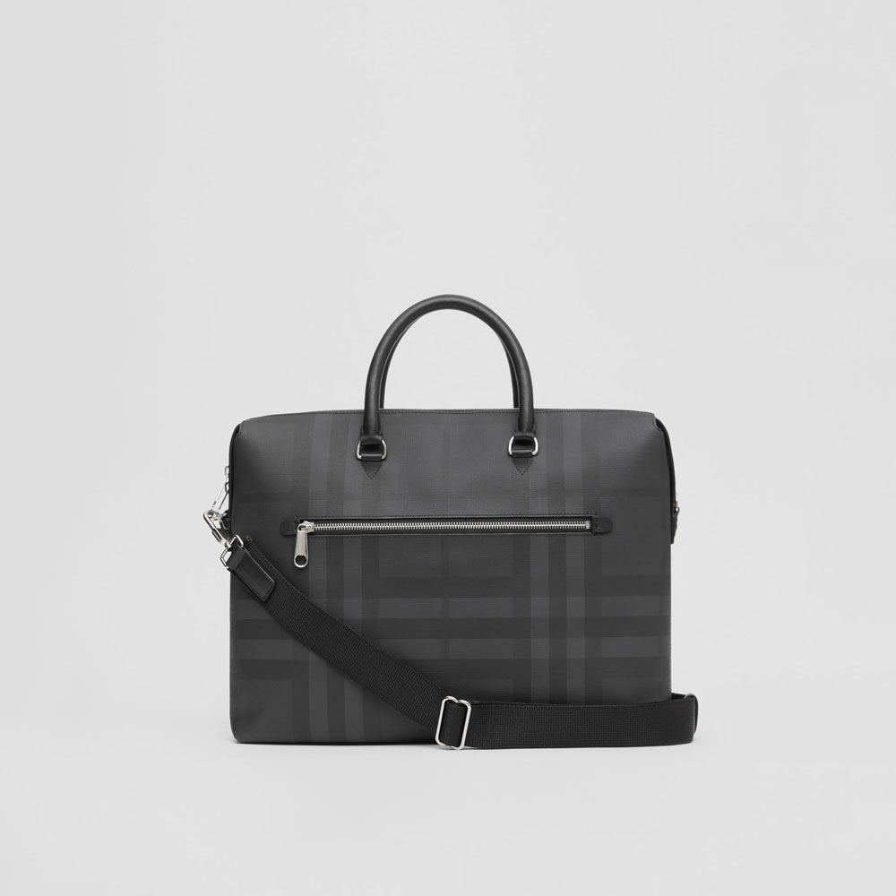 Burberry Large London Check and Leather Briefcase in Charcoal 80139861: Image 4