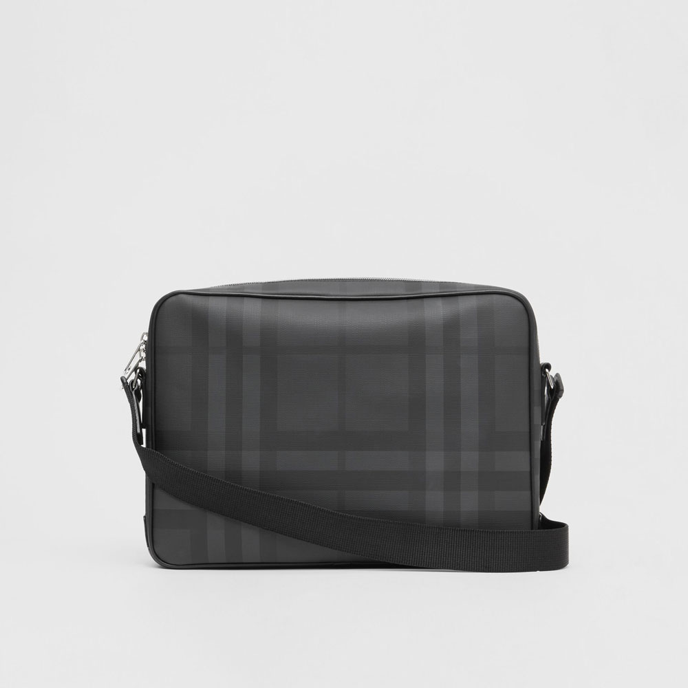 Burberry London Check and Leather Messenger Bag in Dark Charcoal 80139871: Image 4