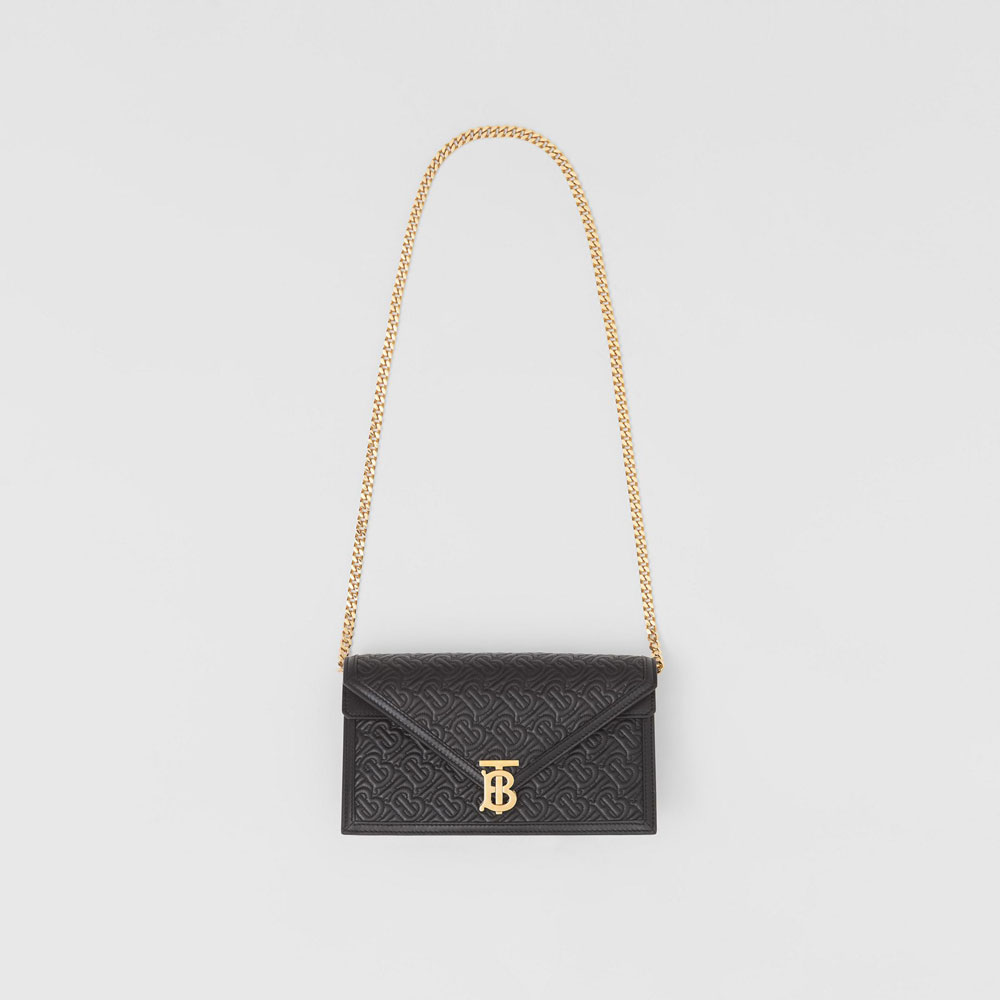 Burberry Small Quilted Monogram TB Envelope Clutch in Black 80148361: Image 2