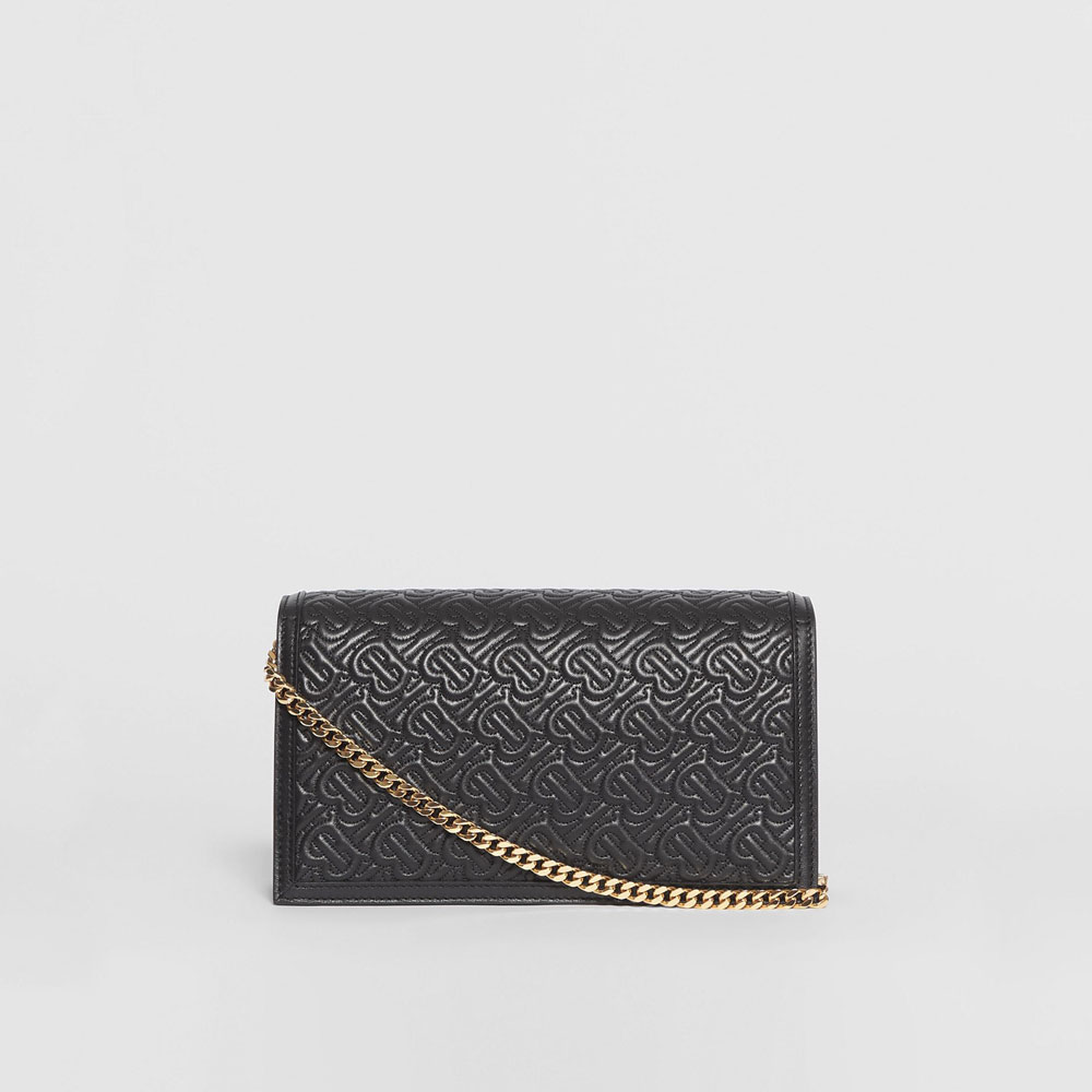 Burberry Small Quilted Monogram TB Envelope Clutch in Black 80148361: Image 4