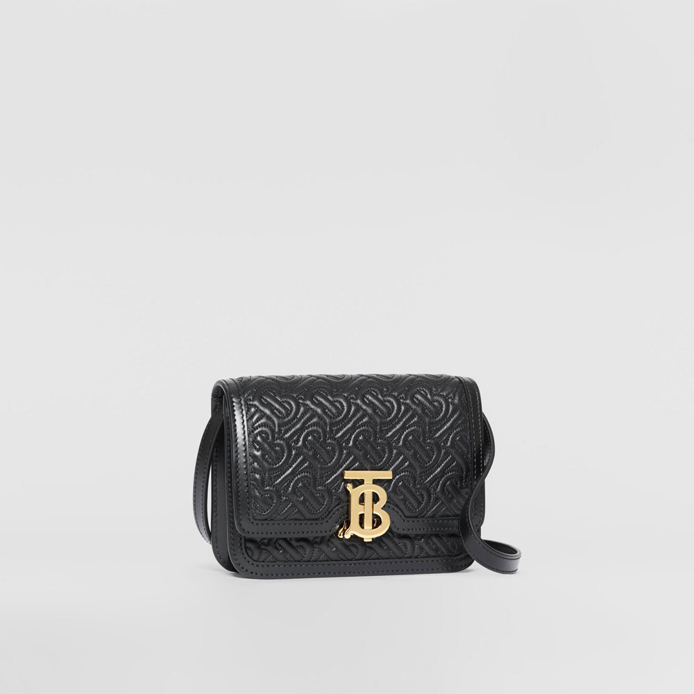 Burberry Mini Quilted Monogram Lambskin TB Bag in Black 80168081: Image 3