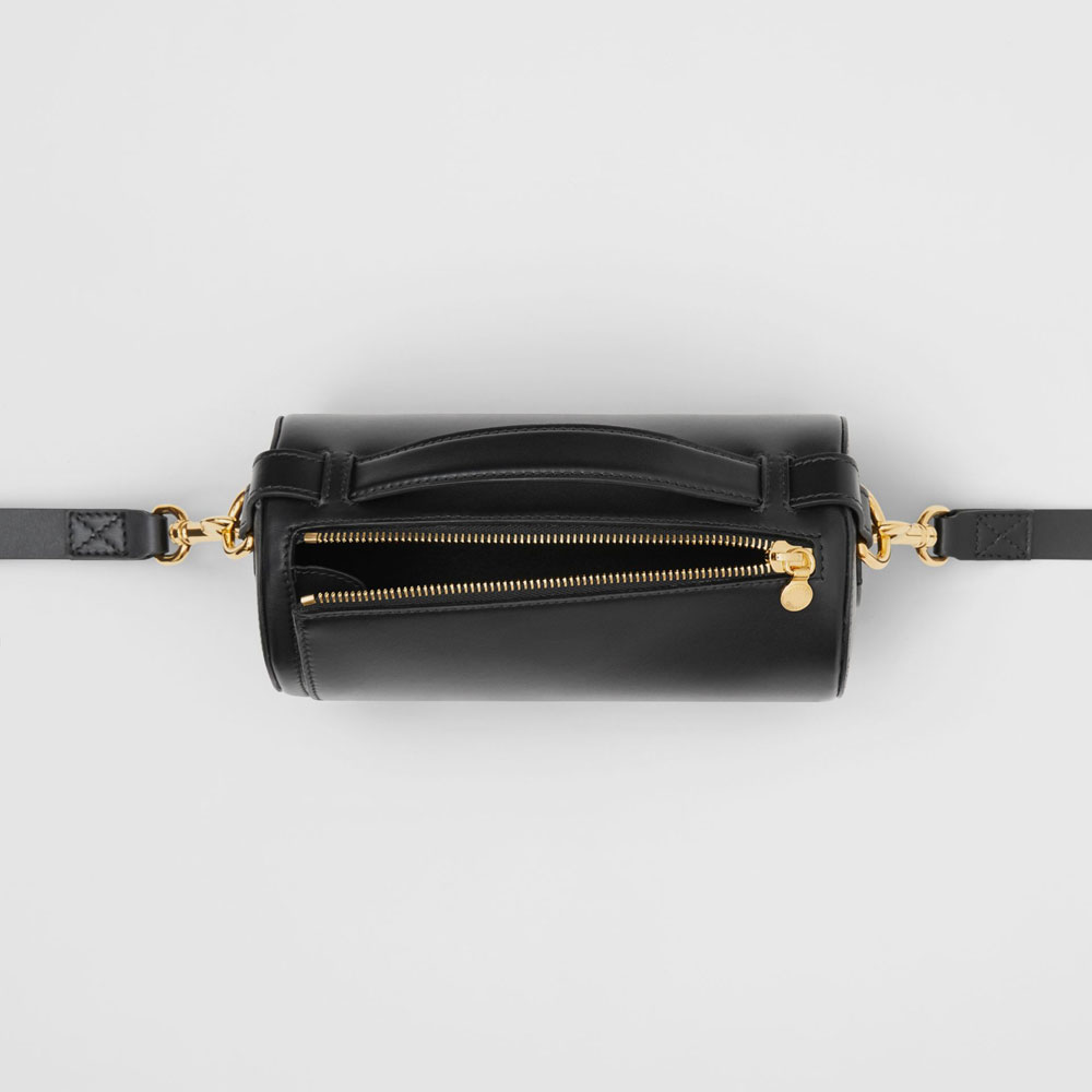 Burberry The Kingdom Motif Leather Barrel Bag in Black 80171371: Image 3