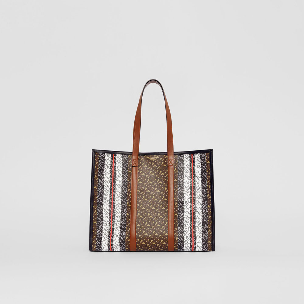 Burberry Small Monogram Stripe E-canvas Tote Bag 80193831: Image 1