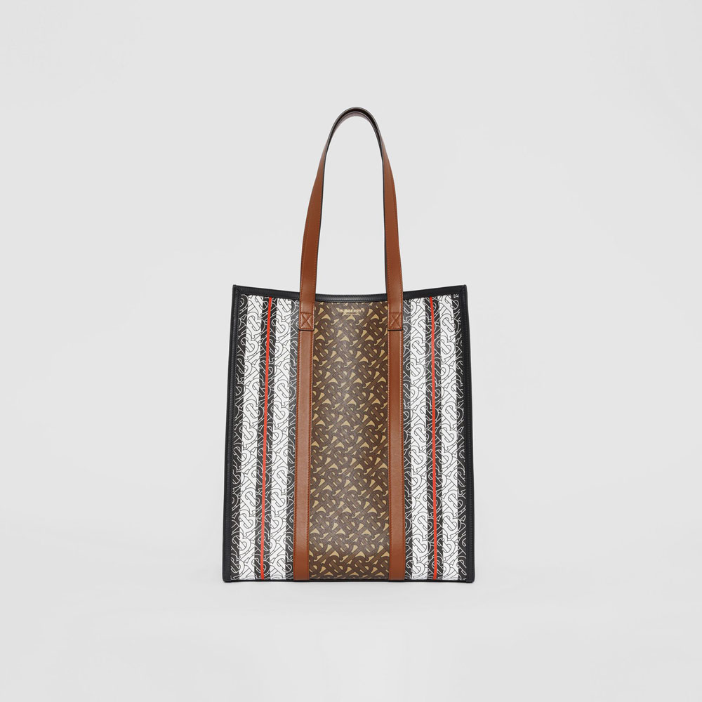 Burberry Monogram Stripe E-canvas Portrait Tote Bag 80214861: Image 1