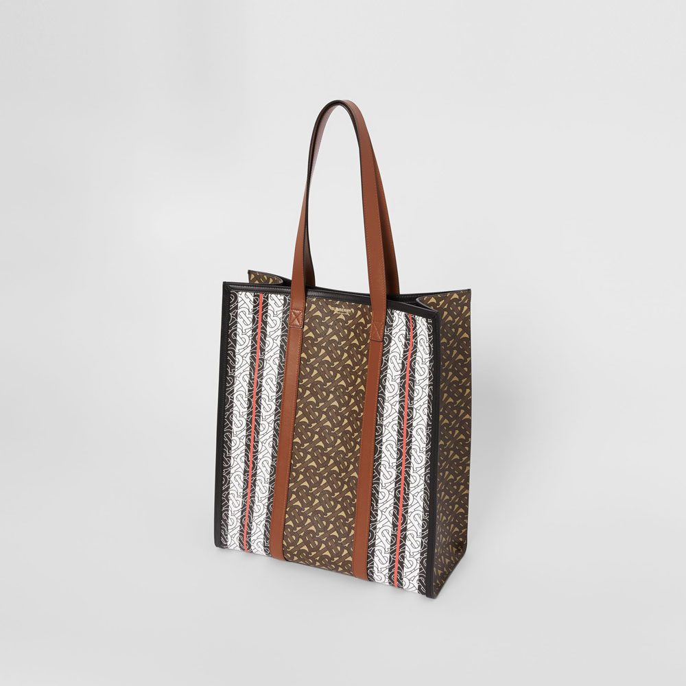 Burberry Monogram Stripe E-canvas Portrait Tote Bag 80214861: Image 2