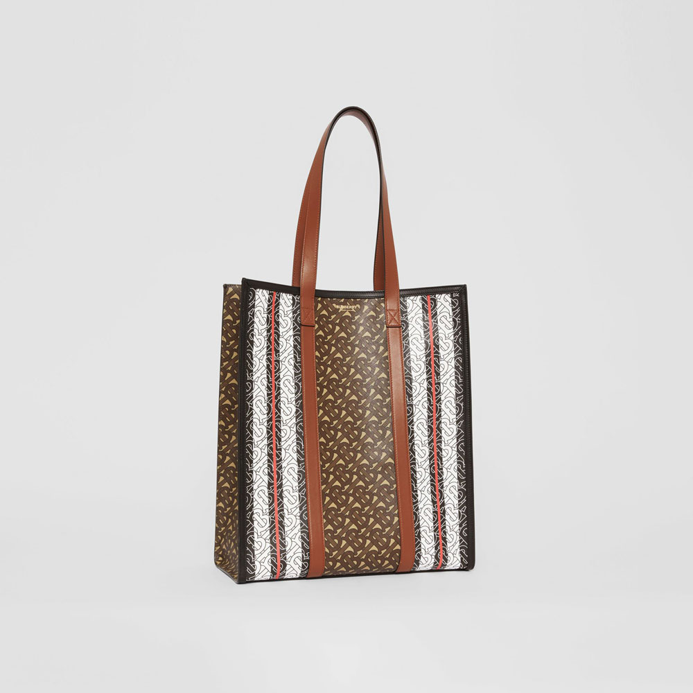 Burberry Monogram Stripe E-canvas Portrait Tote Bag 80214861: Image 4