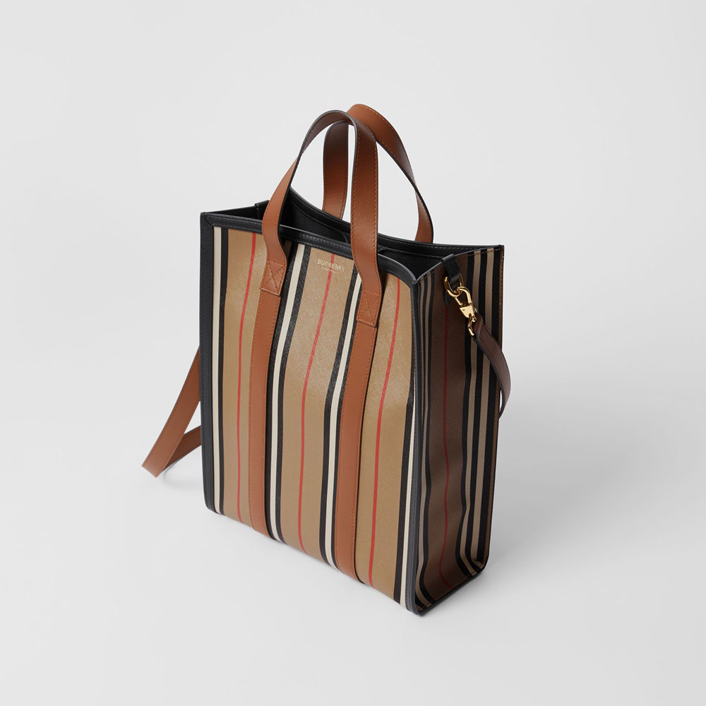 Burberry Small Icon Stripe E-canvas Portrait Tote Bag 80246861: Image 2