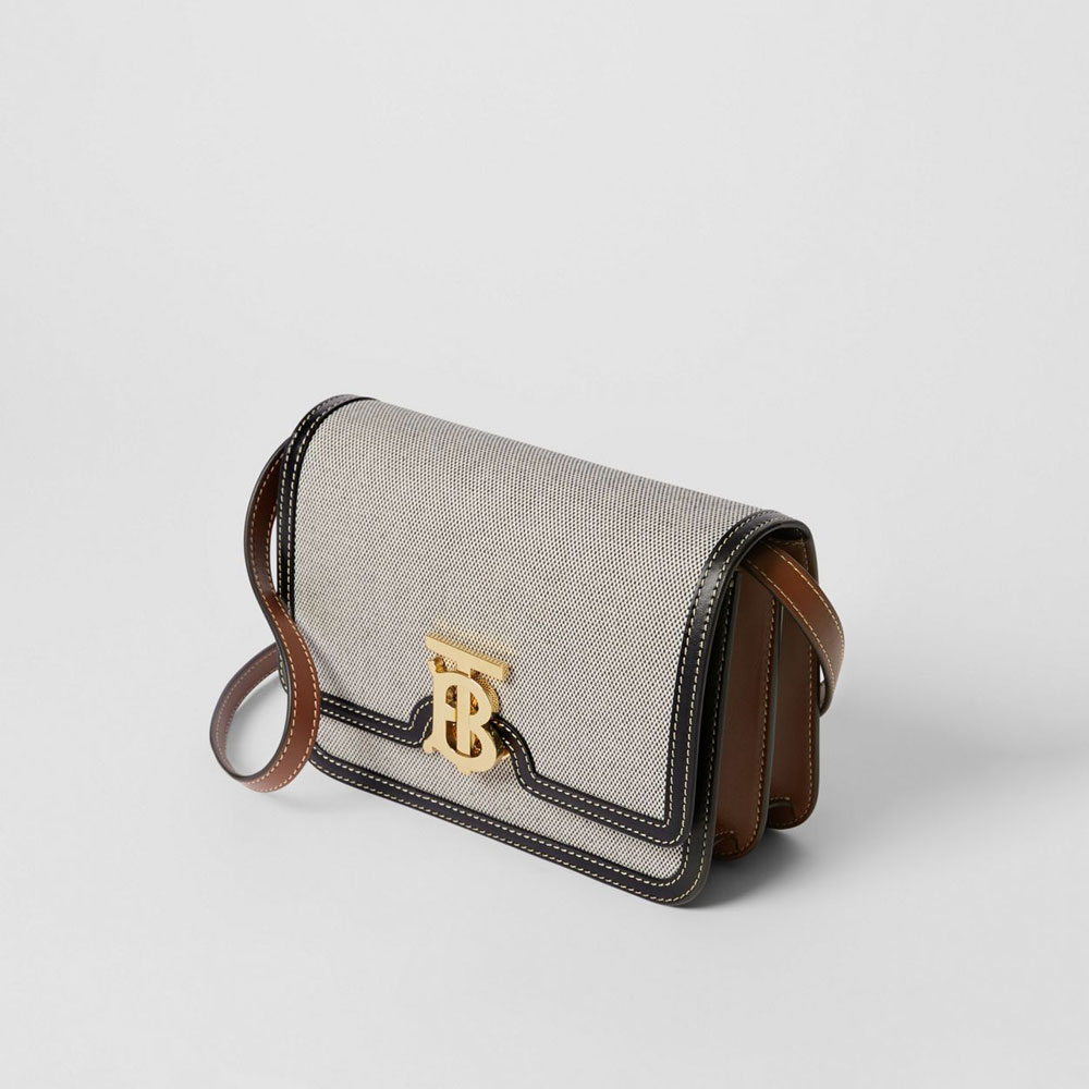 Burberry Small Tri tone Canvas and Leather TB Bag 80306661: Image 2