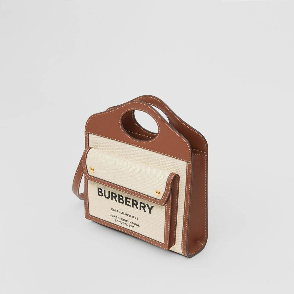 Burberry Mini Two-tone Canvas and Leather Pocket Bag 80317461: Image 2