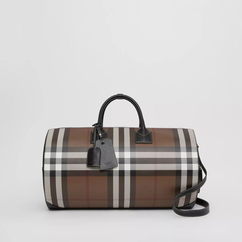 Burberry Large Check Print Leather Barrel Bag 80355081: Image 1