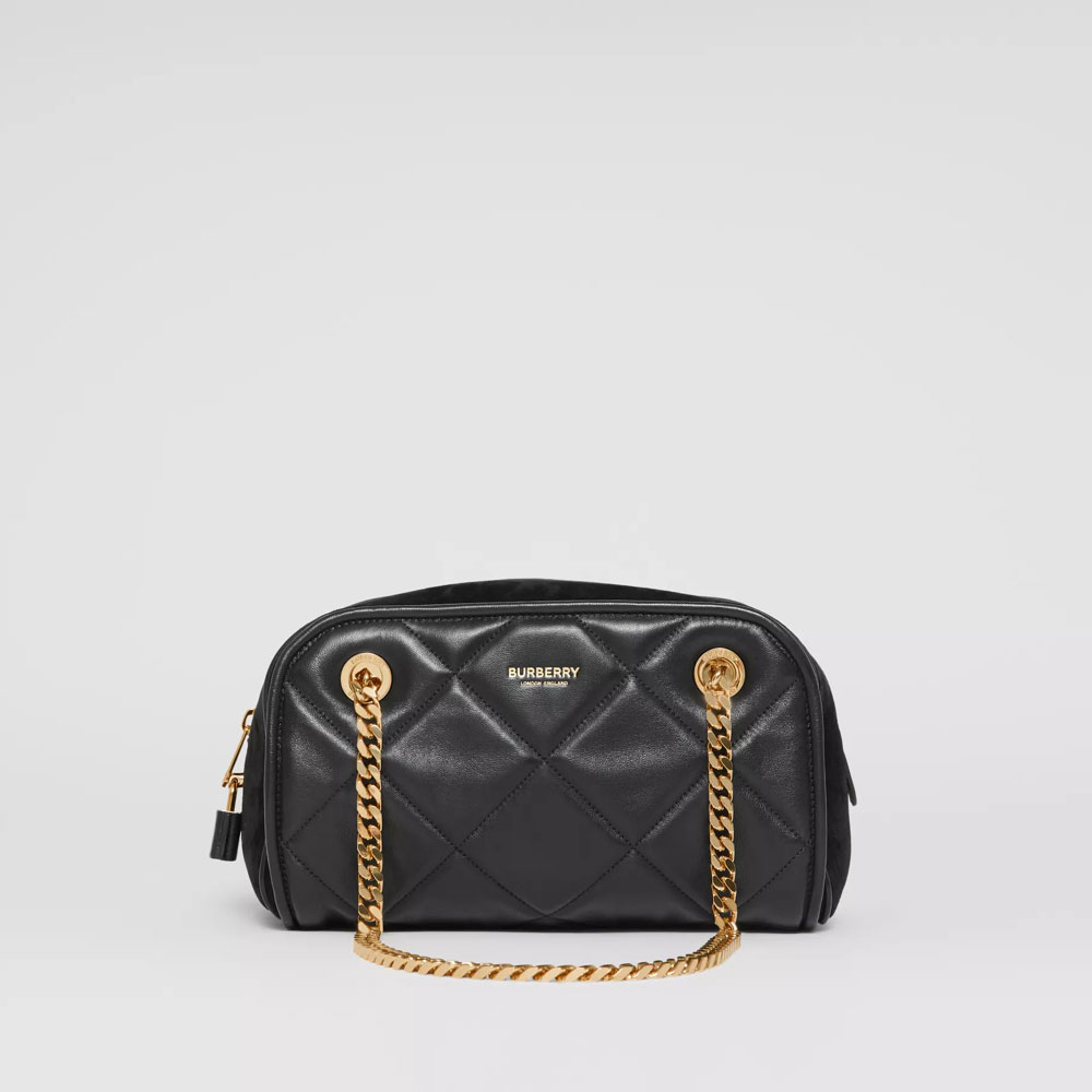 Burberry Small Suede and Lambskin Double Cube Bag in Black 80368501: Image 1