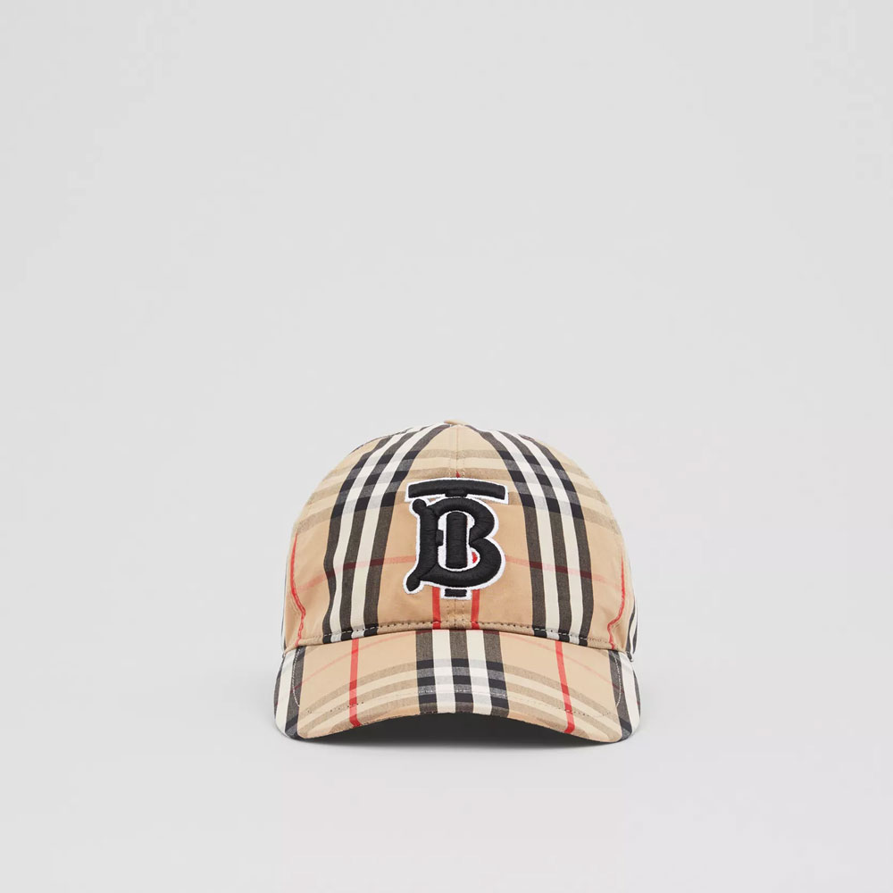 Burberry Monogram Motif Vintage Check Cotton Baseball Cap 80385041: Image 1