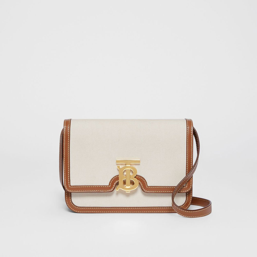 Burberry Two-tone Canvas and Leather Small TB Bag 80393651: Image 1