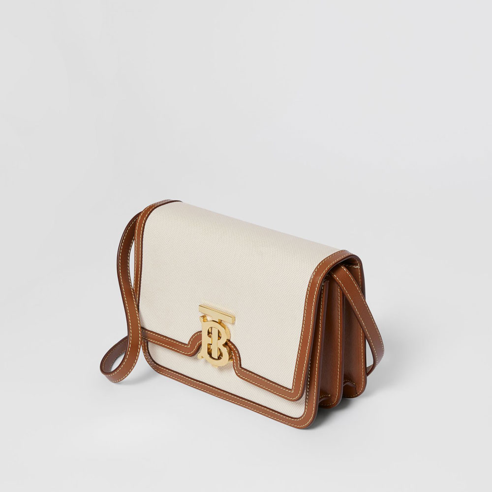 Burberry Two-tone Canvas and Leather Small TB Bag 80393651: Image 2