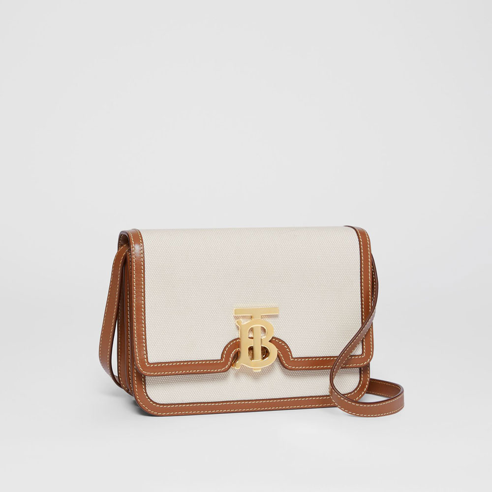 Burberry Two-tone Canvas and Leather Small TB Bag 80393651: Image 3