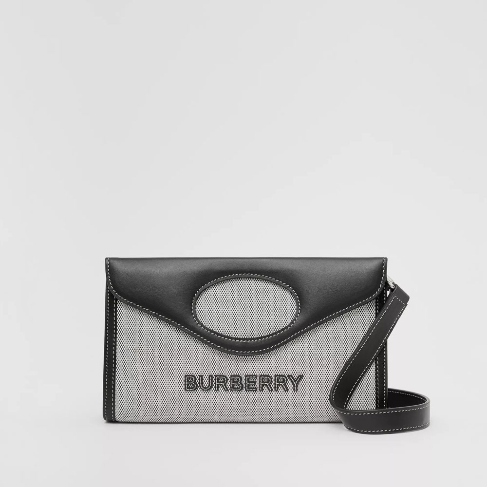 Burberry Canvas and Leather Foldover Pocket Bag in Black 80395061: Image 1