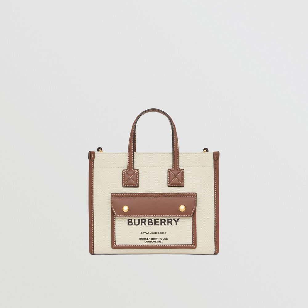 Burberry Mini Two tone Canvas and Leather Freya Tote 80441431: Image 1