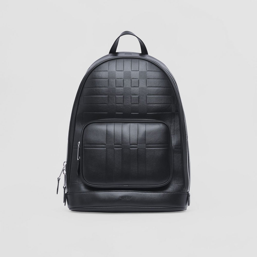 Burberry Embossed Check Leather Backpack in Black 80460151: Image 1