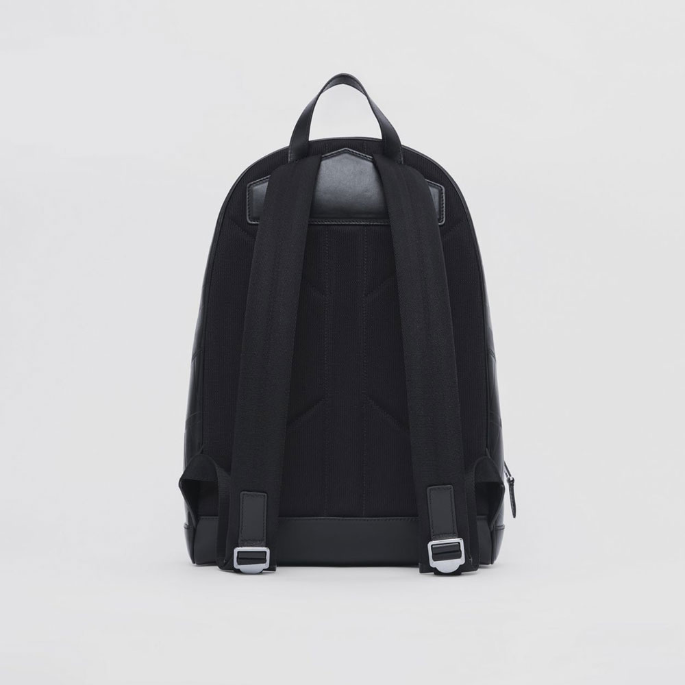 Burberry Embossed Check Leather Backpack in Black 80460151: Image 3