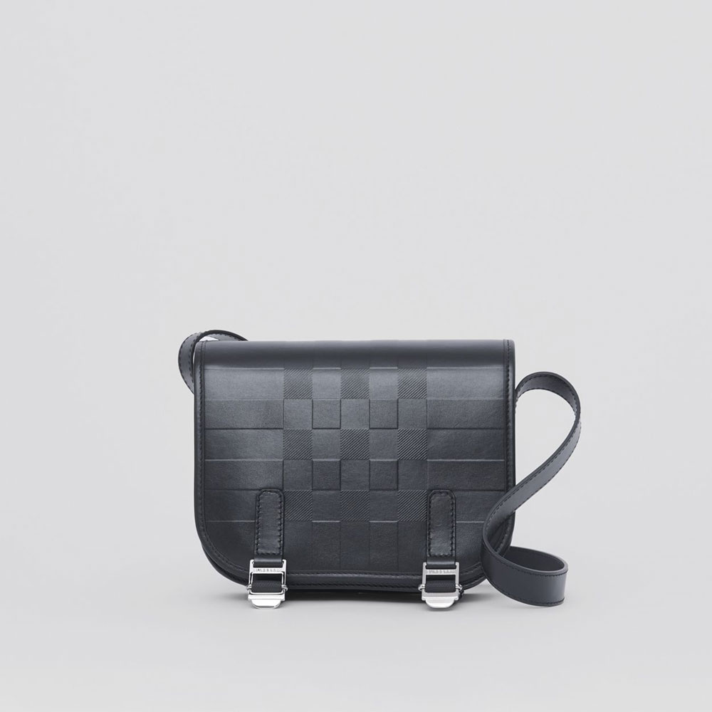 Burberry Embossed Check Messenger Bag in Black 80490271: Image 1