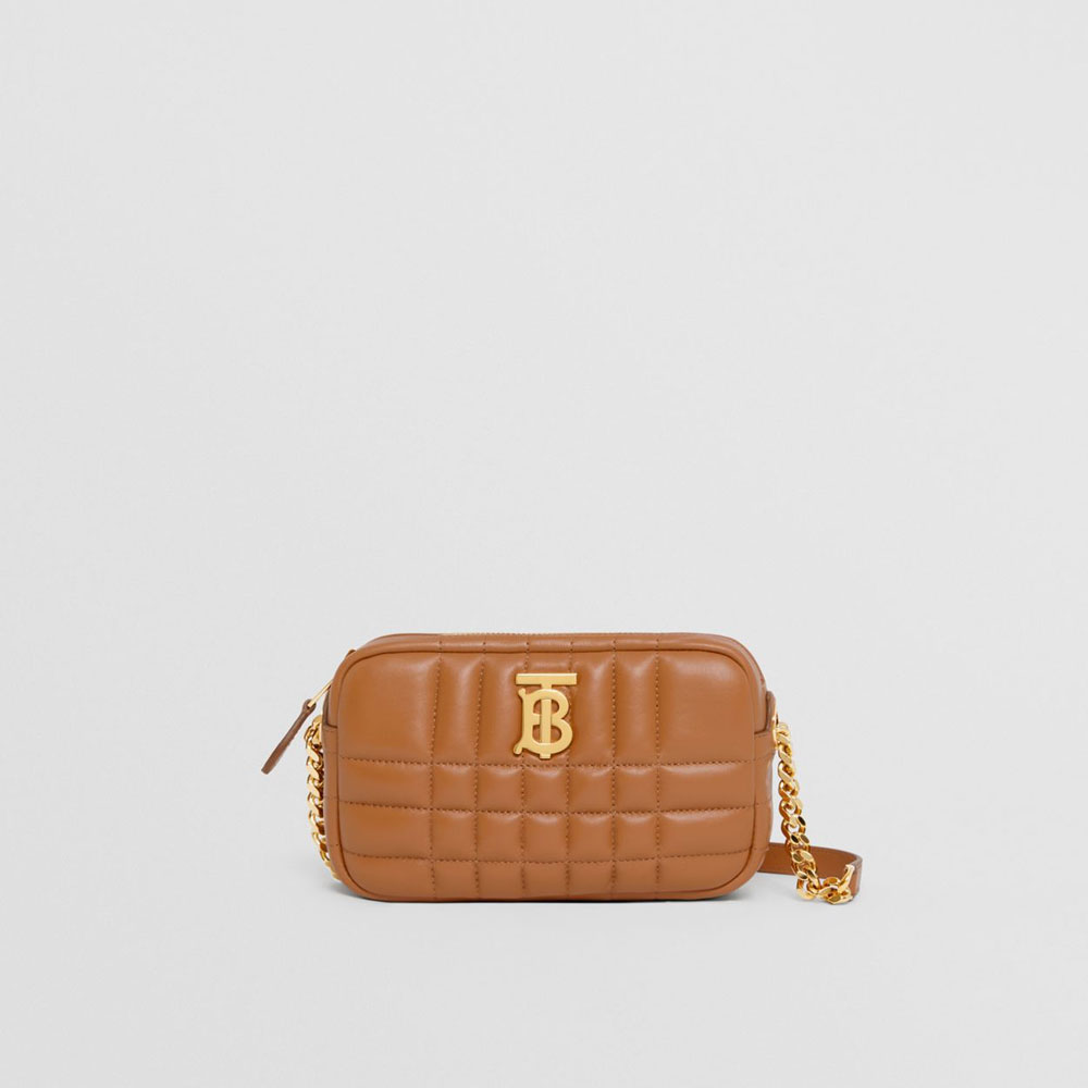 Burberry Mini Quilted Lambskin Lola Camera Bag in Maple Brown 80490481: Image 1