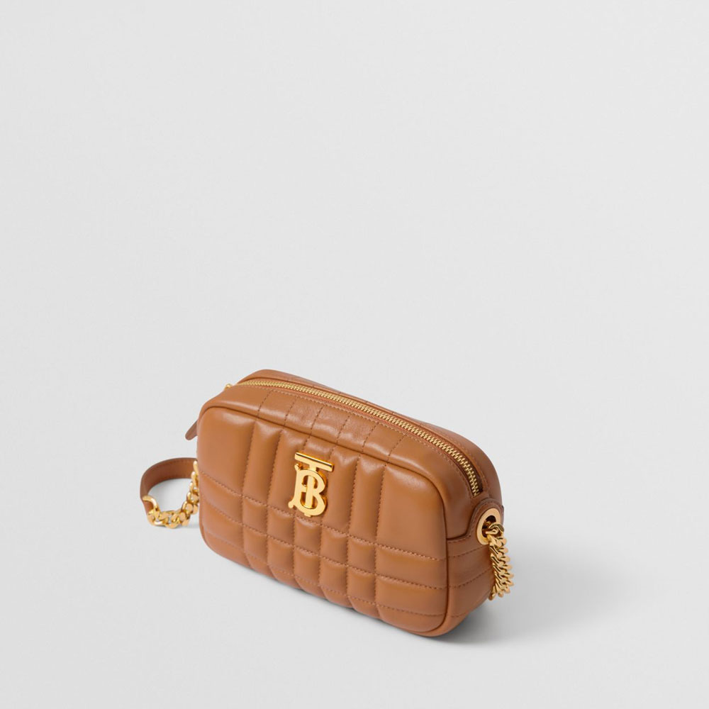 Burberry Mini Quilted Lambskin Lola Camera Bag in Maple Brown 80490481: Image 2