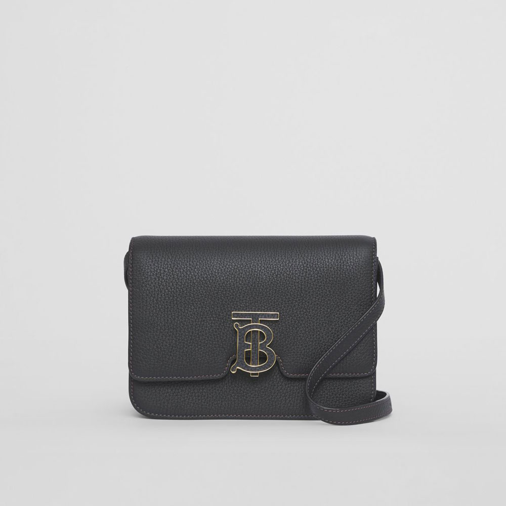 Burberry Grainy Leather Small TB Bag in Black 80491221: Image 1