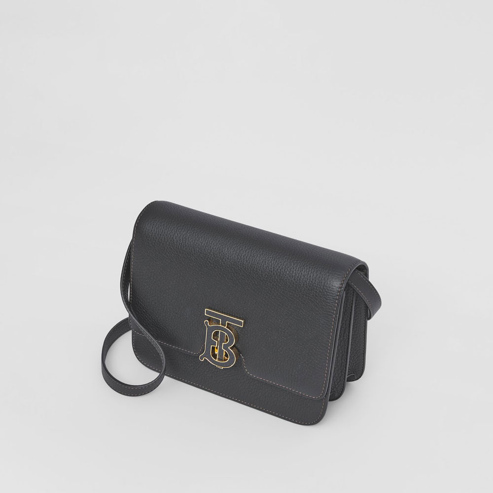 Burberry Grainy Leather Small TB Bag in Black 80491221: Image 2