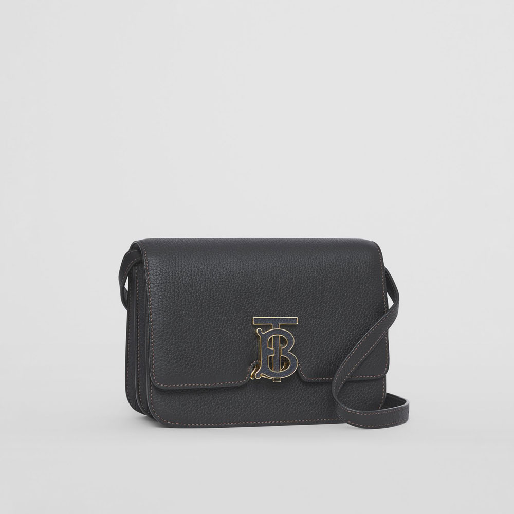 Burberry Grainy Leather Small TB Bag in Black 80491221: Image 3