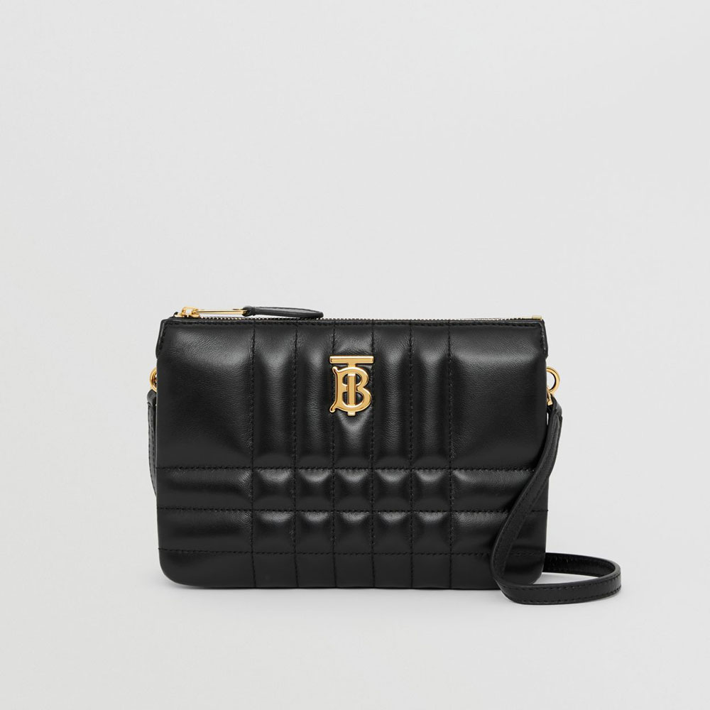 Burberry Quilted Leather Lola Twin Pouch in Black 80492831: Image 1