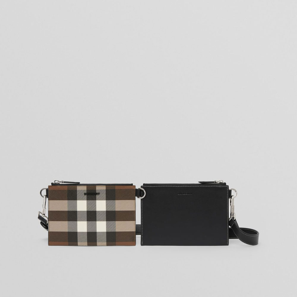 Burberry Check and Leather Link Pouch Crossbody Bag 80496131: Image 1