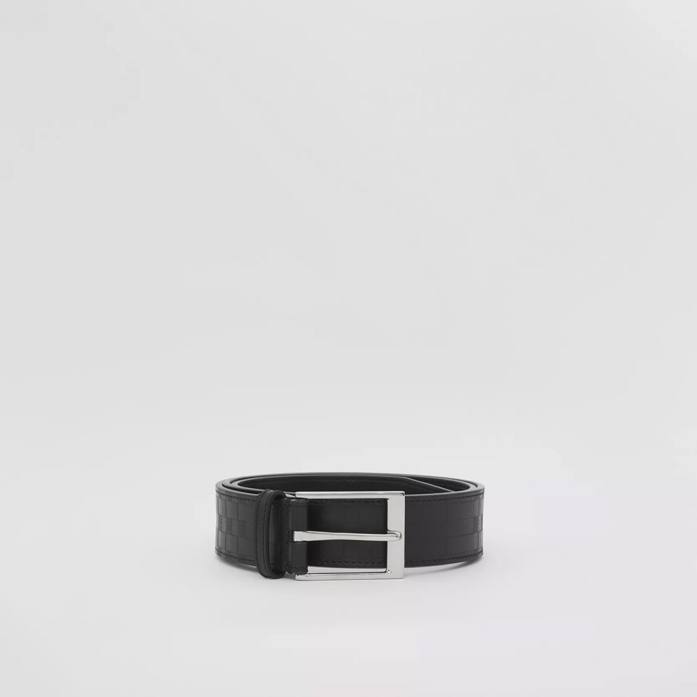 Burberry Embossed Check Leather Belt in Black 80515181: Image 2