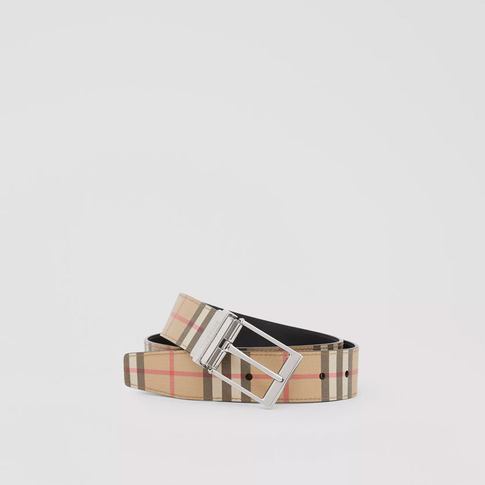 Burberry Reversible Vintage Check and Leather Belt 80527811: Image 1