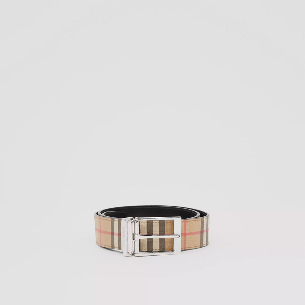 Burberry Reversible Vintage Check and Leather Belt 80527811: Image 2