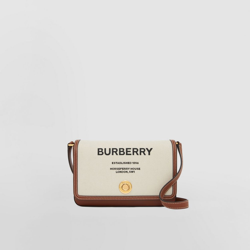 Burberry Horseferry Print Canvas and Leather Mini Note Bag 80552201: Image 1