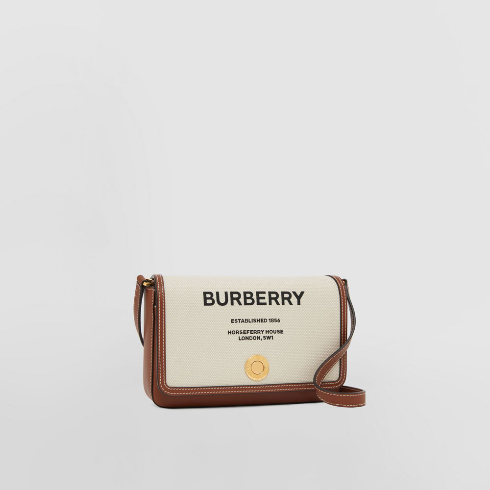 Burberry Horseferry Print Canvas and Leather Mini Note Bag 80552201: Image 3