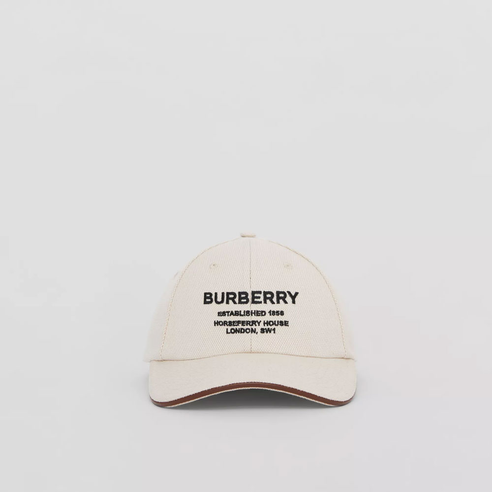 Burberry Horseferry Motif Cotton Canvas Baseball Cap 80561271: Image 1