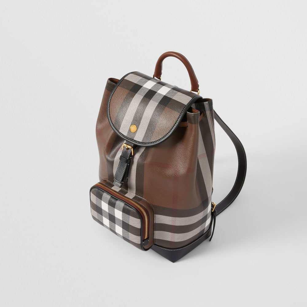 Burberry Check and Leather Backpack in Dark Birch Brown 80585981: Image 2