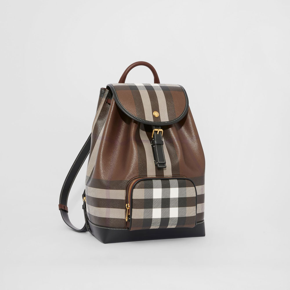 Burberry Check and Leather Backpack in Dark Birch Brown 80585981: Image 3