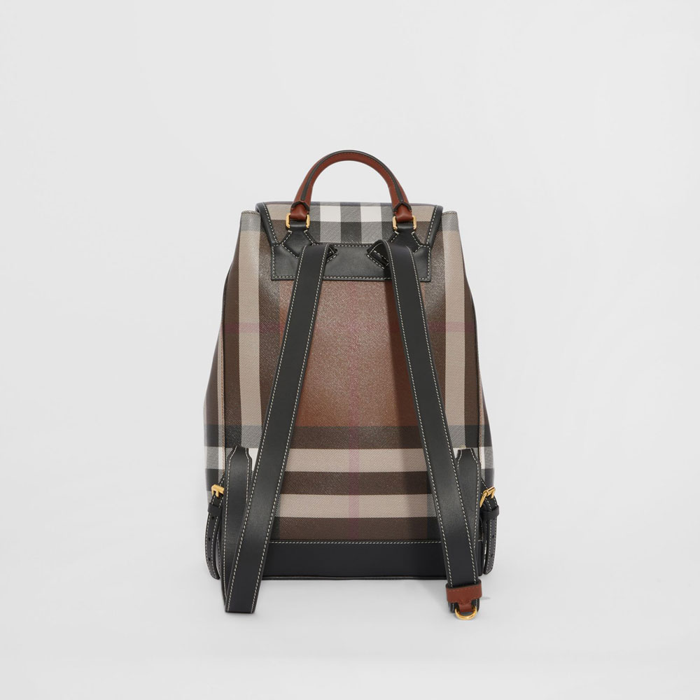 Burberry Check and Leather Backpack in Dark Birch Brown 80585981: Image 4