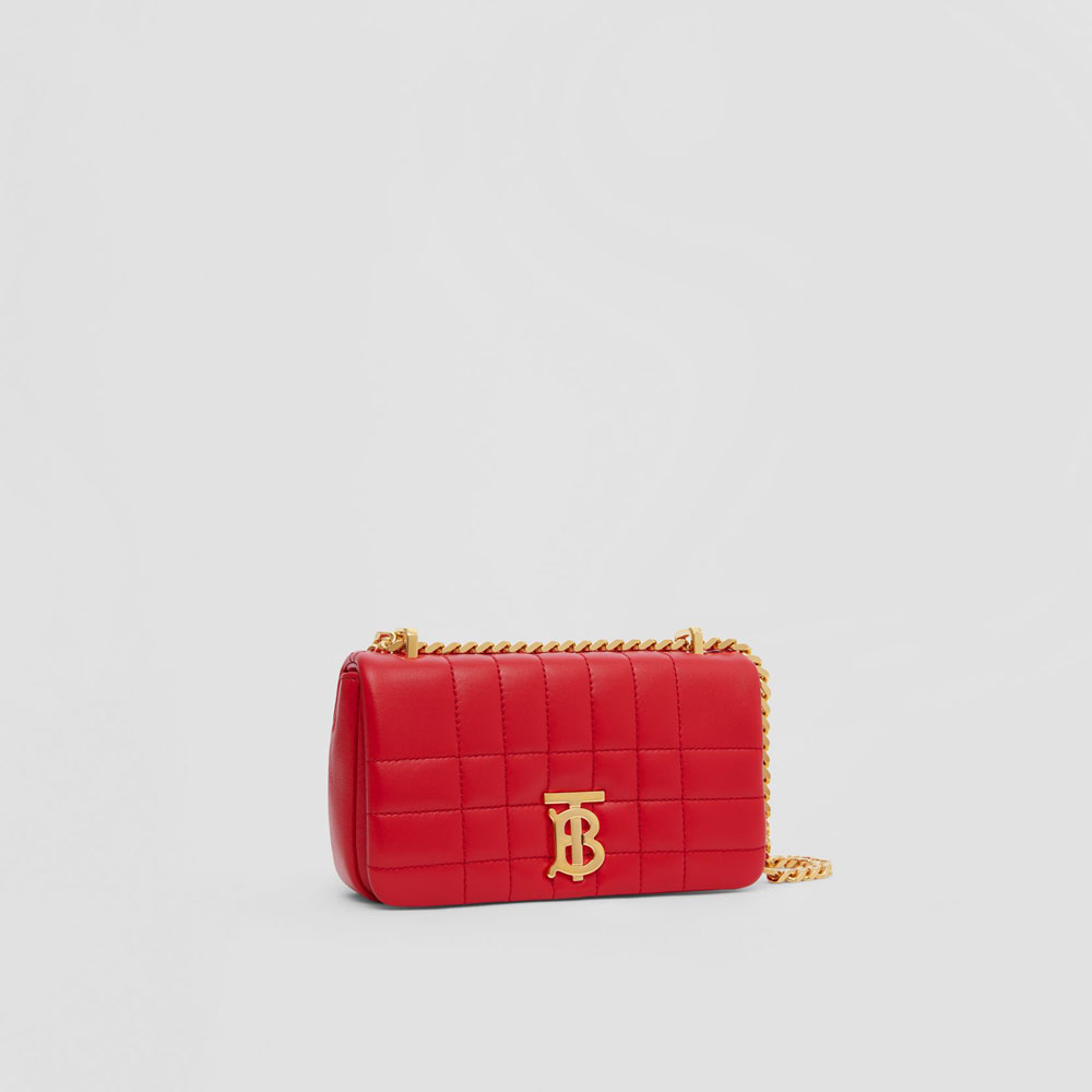 Burberry Quilted Leather Mini Lola Bag in Bright Red 80600671: Image 3