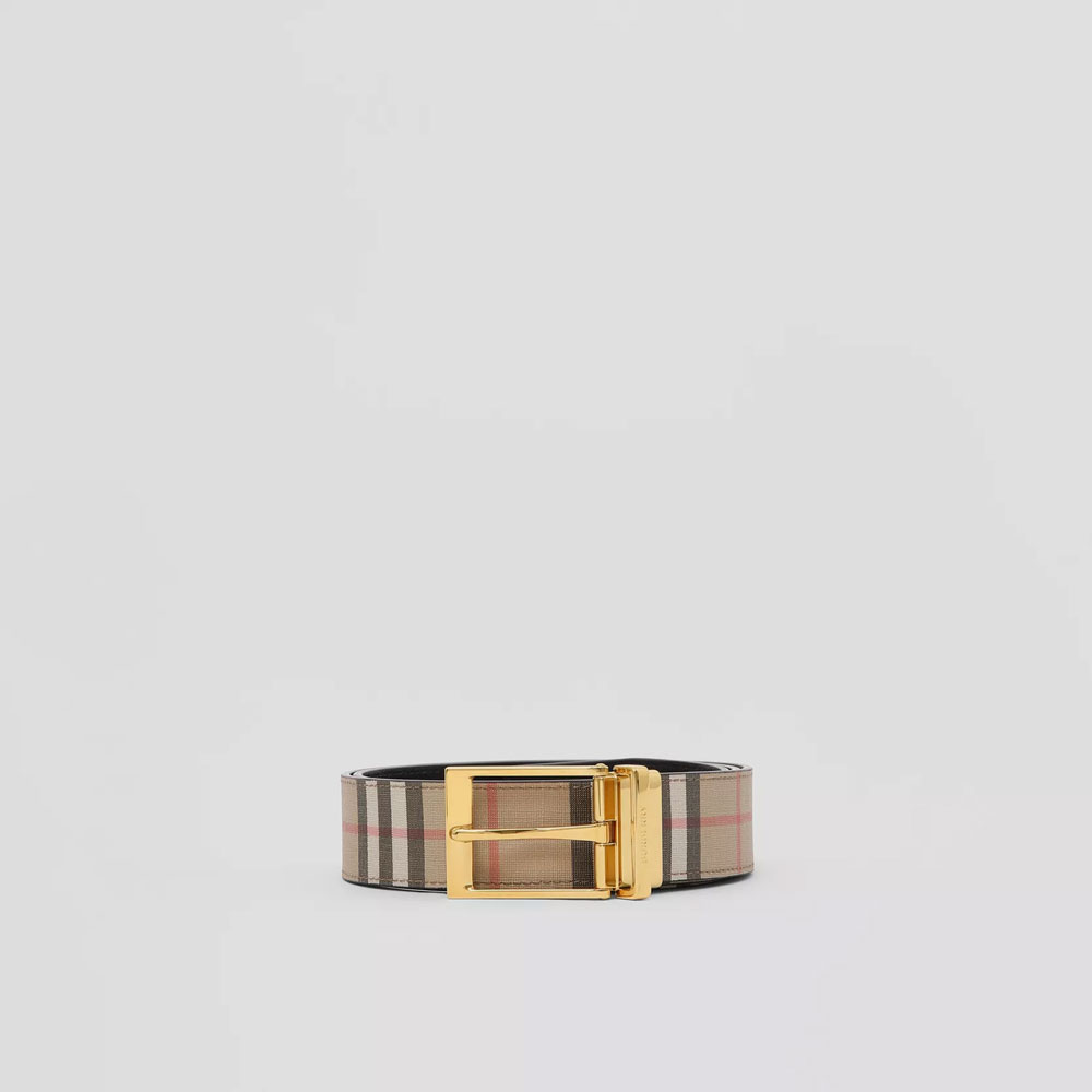 Burberry Reversible Vintage Check and Leather Belt 80649611: Image 2