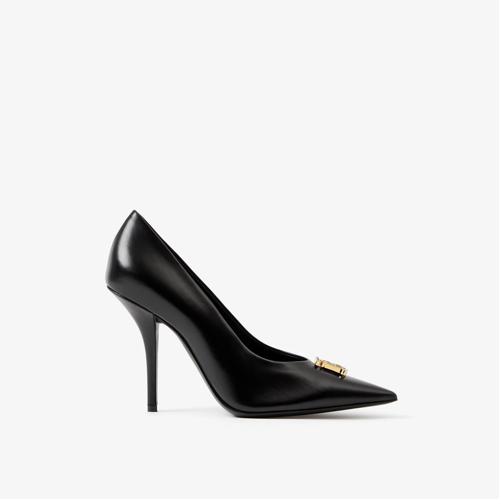 Burberry Monogram Motif Leather Point-toe Pumps in Black 80651661: Image 1